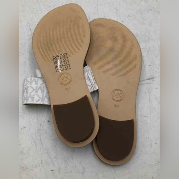 Michael Kors MK Pratt Mini Logo White Monogram Slip On Thong Sandals Size 6M - Picture 5 of 5